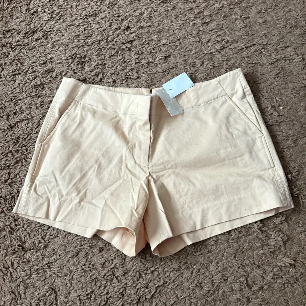 J.Crew Women's Cream Shorts NEW Sz 10 Tan Beige Flat Front